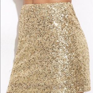 Gold Sequin Mini Skirt